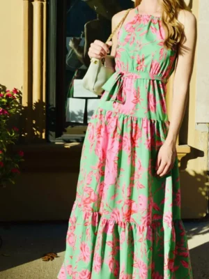 Robe longue femme/robe longue tissée à bretelles/robe longue à bretelles/robe longue femme/robe femme/robe longue florale/robe tissée/Lyon centre/Marseille/Grenoble/Toulouse/Montpellier/Roanne/Valence/Ile-de-France/Paris/France