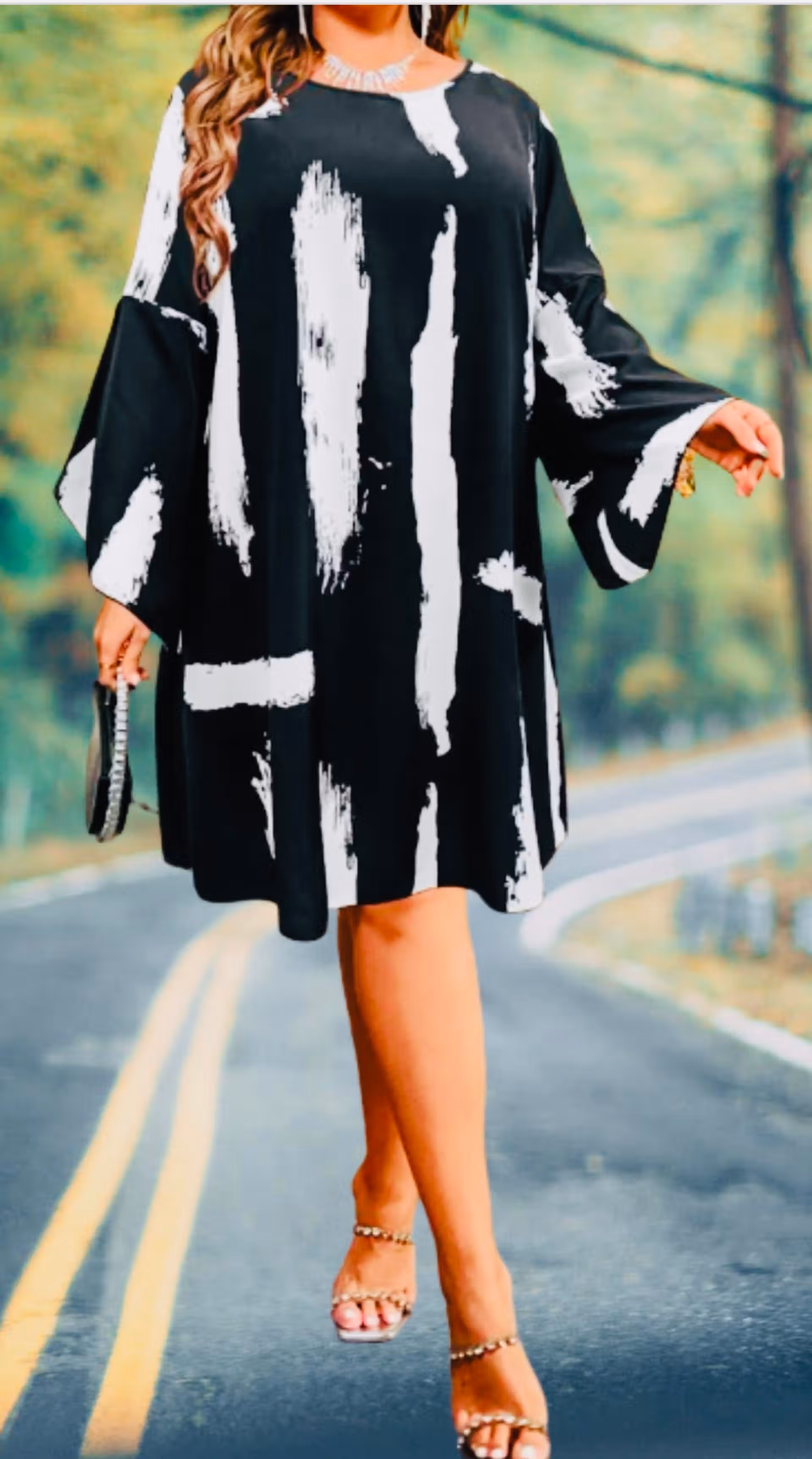 Robe tunique à imprimée pinceau